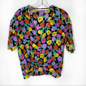 Zara trafaluc collection floral front tie button